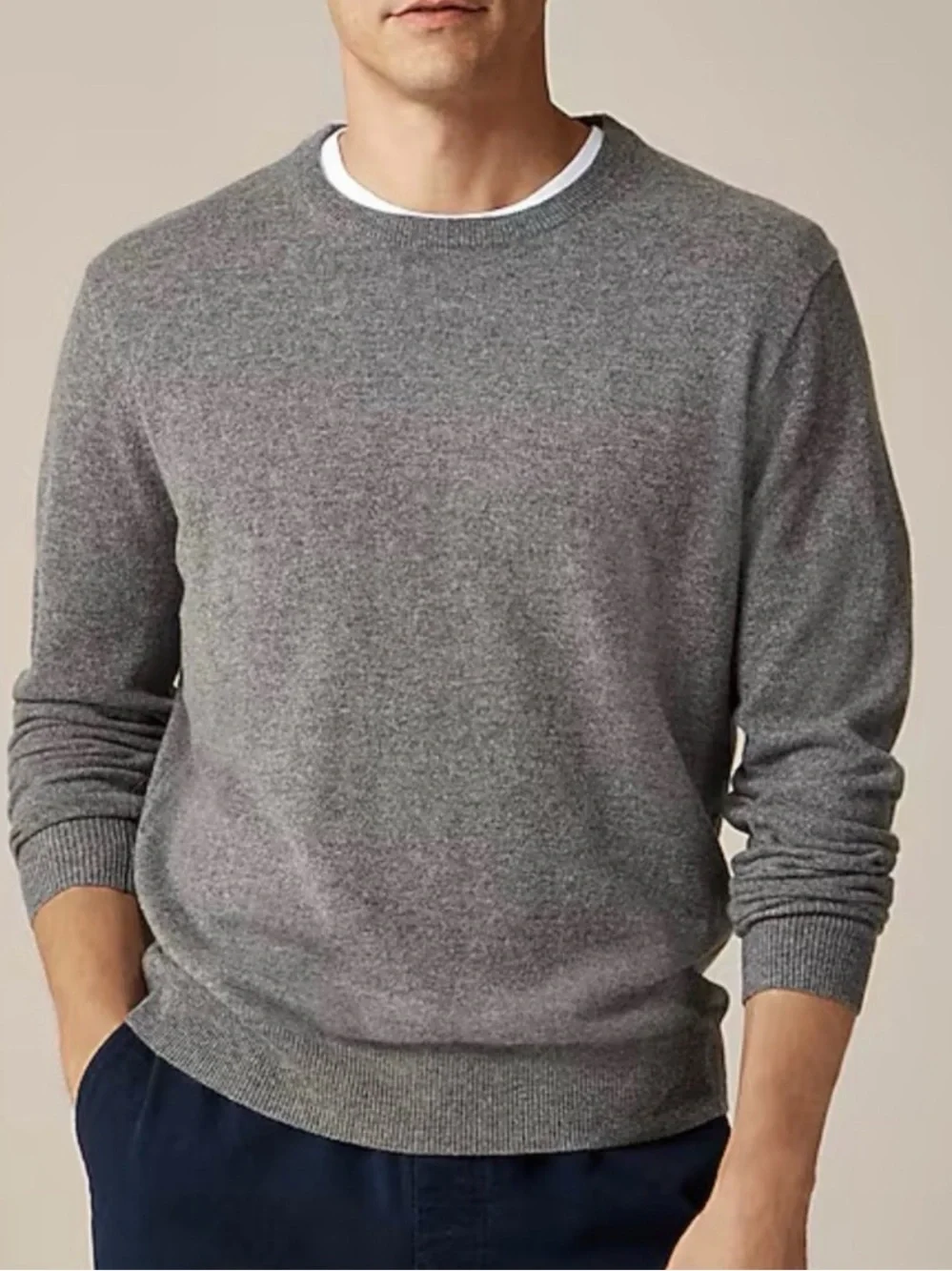 PAIR of J. Crew Men’s 100% Cashmere Gray Crew Neck Sweaters Size XS
